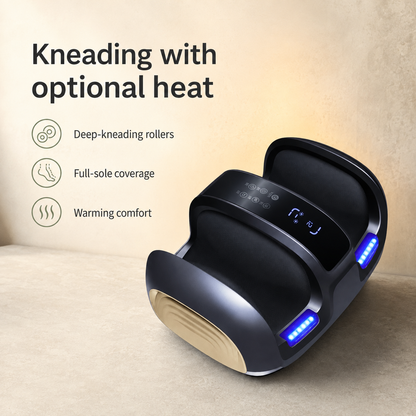 Shiatsu Foot Massager with Heat, Deep Kneading Rollers, Full-Sole Coverage and One-Touch Control for Daily Home Use