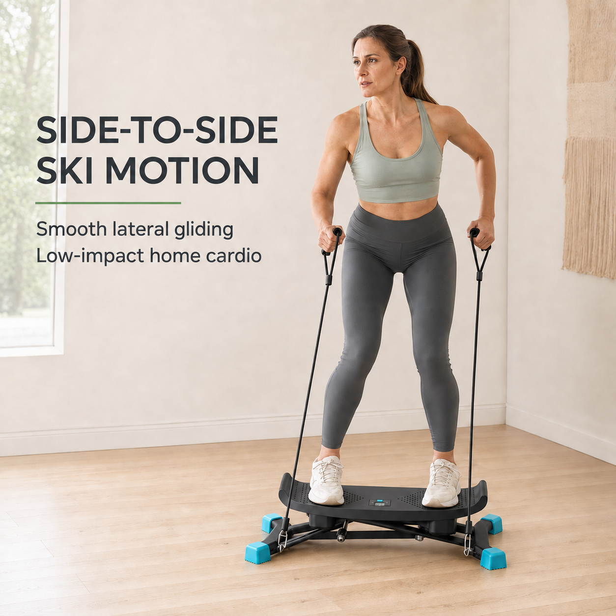 Slide Stepper Ski Trainer with Side-to-Side Motion | Resistance Bands, LCD Monitor, 440 lb Capacity & No Assembly Required