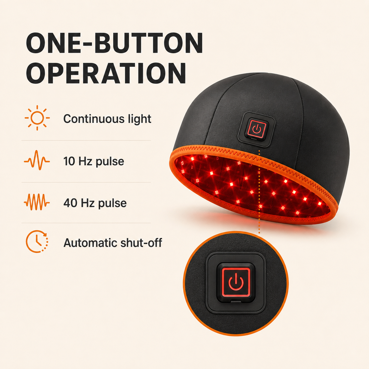 Red Light Therapy Cap for Scalp, 660/850 nm LEDs, Timer and Pulse Modes