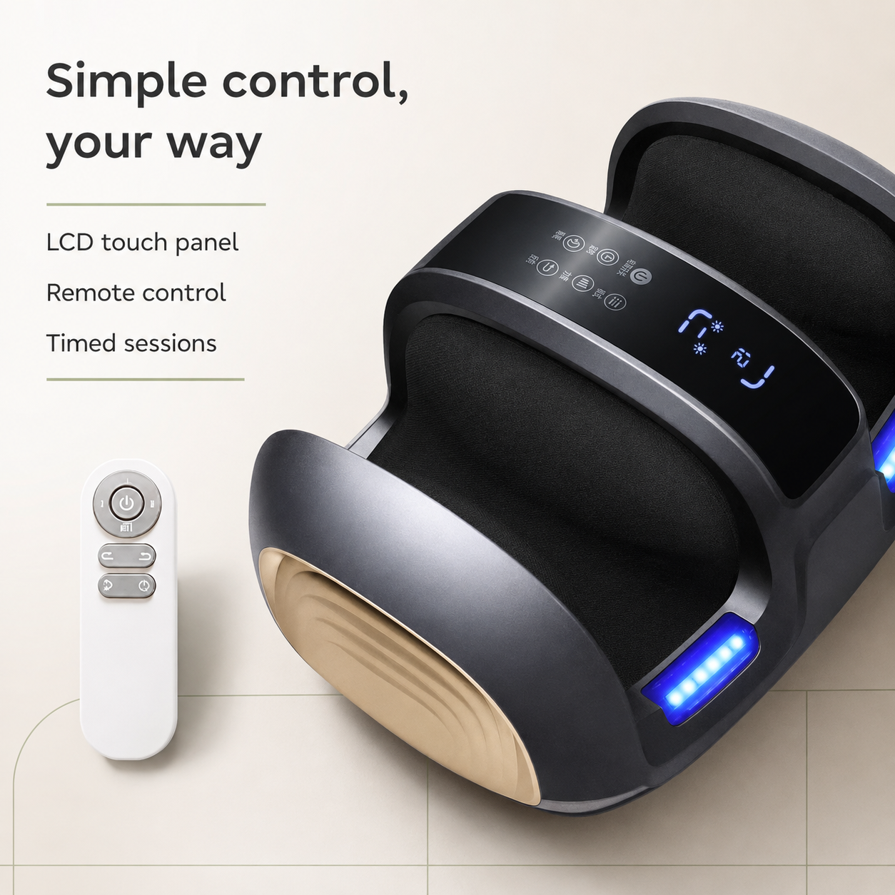 Shiatsu Foot Massager with Heat, Deep Kneading Rollers, Full-Sole Coverage and One-Touch Control for Daily Home Use