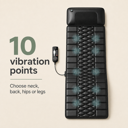 Full Body Massage Mat with Heat, 10 Vibration Points & 9 Modes | Shiatsu Back Massage Pad with Adjustable Intensity and Timer