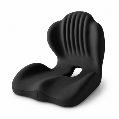 Memory Foam Seat Cushion with Back Support | Ergonomic Office Chair Cushion with Breathable Cover for Office, Car and Home Black