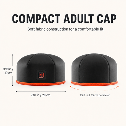 Red Light Therapy Hat with 660nm Red & 850nm Near-Infrared LEDs, 10Hz/40Hz Pulse Modes & Auto Shut-Off