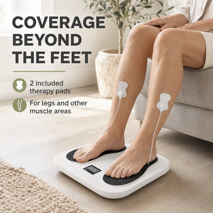 EMS TENS Foot Massager with 10 Modes, 20 Intensity Levels, LCD Controller, Remote & Rechargeable Design