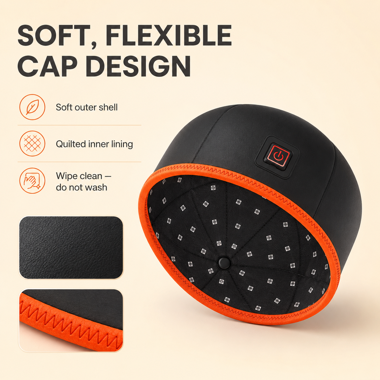 Red Light Therapy Hat with 660nm Red & 850nm Near-Infrared LEDs, 10Hz/40Hz Pulse Modes & Auto Shut-Off