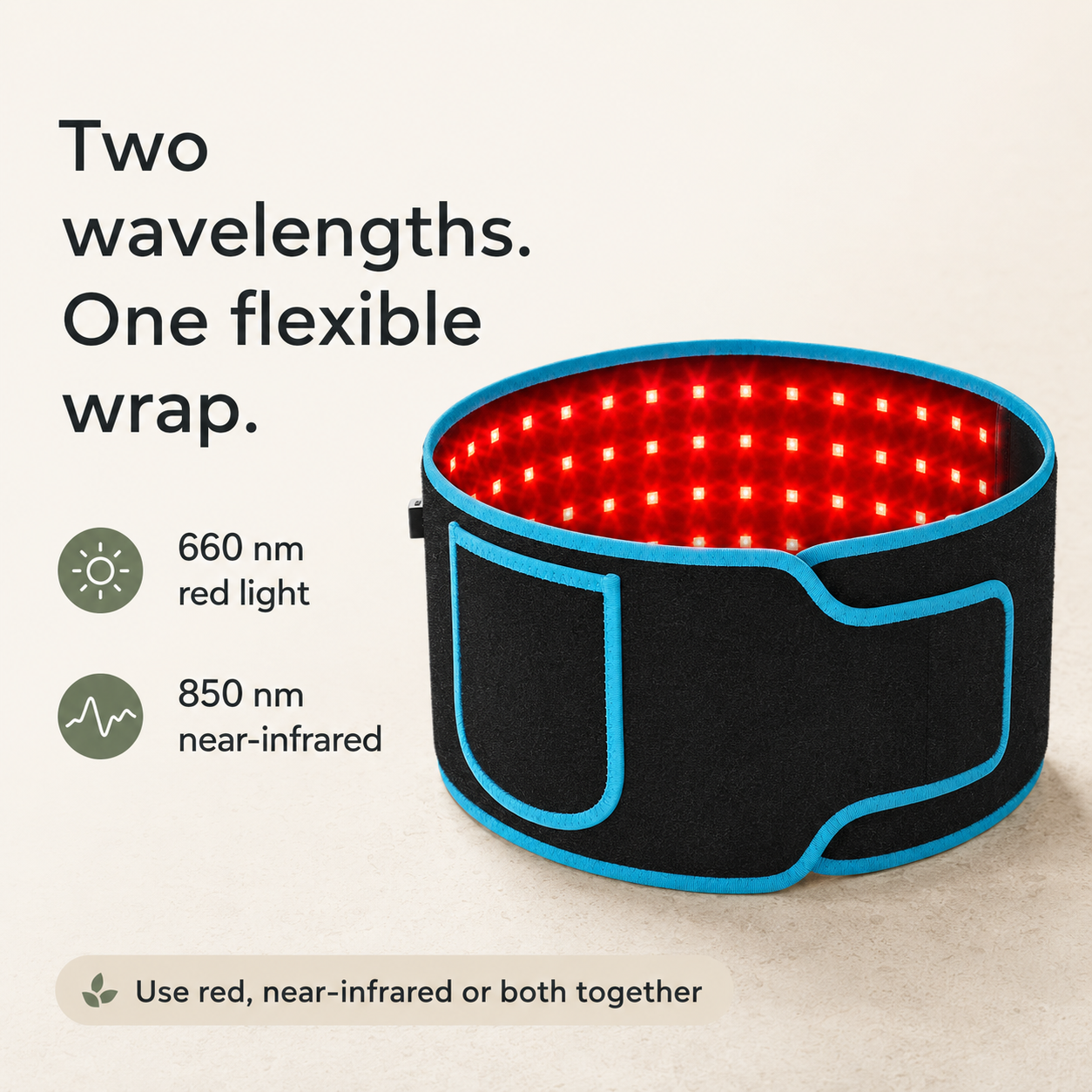 660nm and 850nm Red Light Belt | High-Output Infrared LED Wrap with 4 Modes, 15–30 Minute Timer & Flexible Body Fit