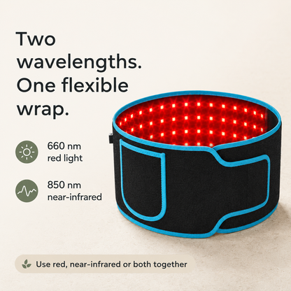 660nm and 850nm Red Light Belt | High-Output Infrared LED Wrap with 4 Modes, 15–30 Minute Timer & Flexible Body Fit