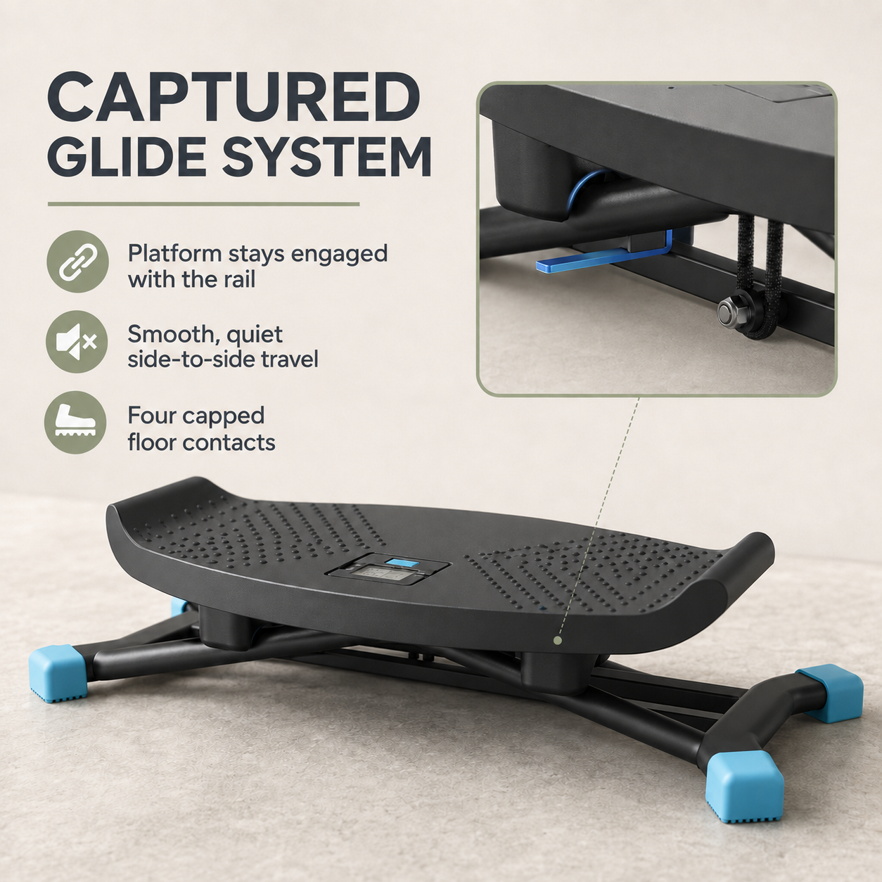 Slide Stepper Ski Trainer with Side-to-Side Motion | Resistance Bands, LCD Monitor, 440 lb Capacity & No Assembly Required
