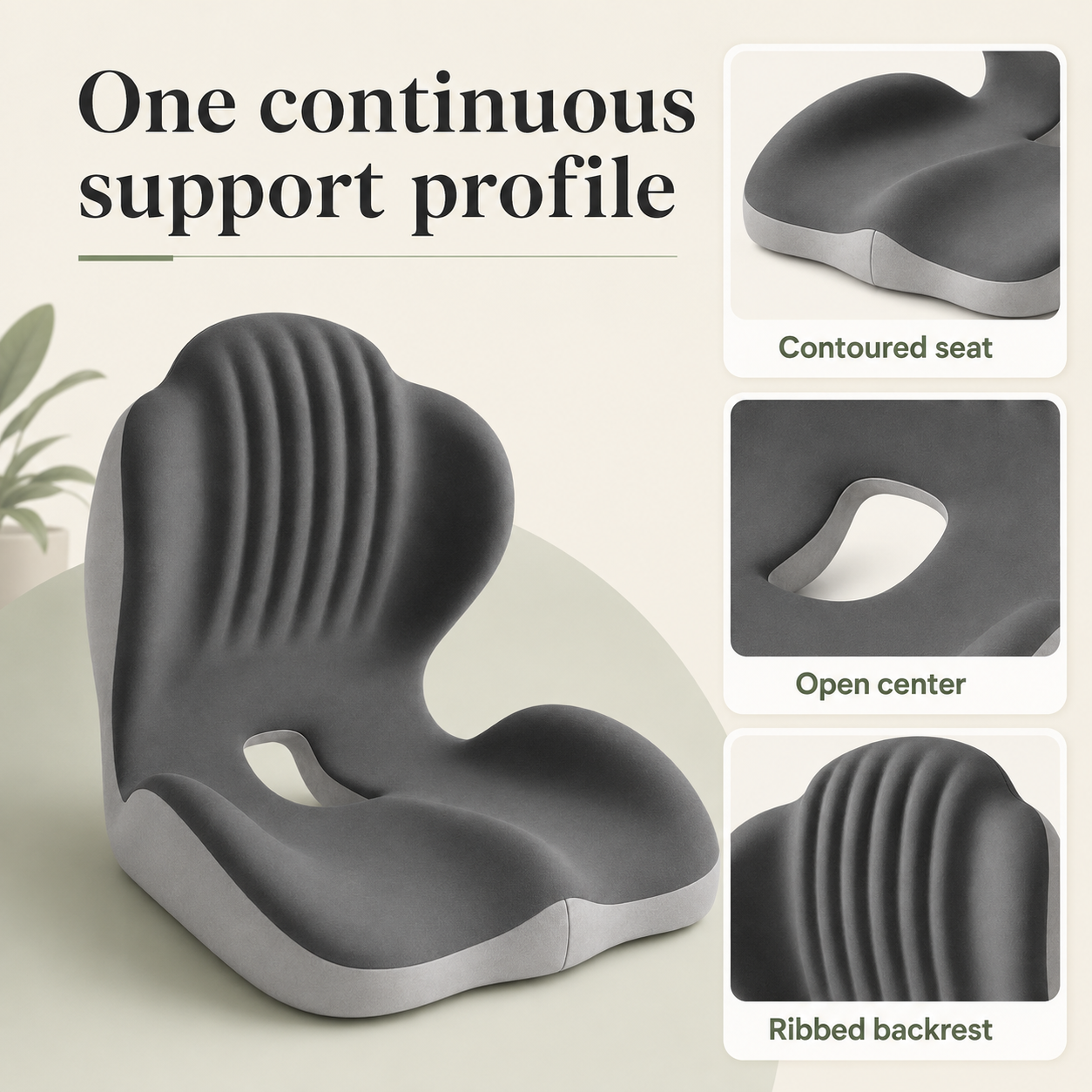 Memory Foam Seat Cushion with Back Support | Ergonomic Office Chair Cushion with Breathable Cover for Office, Car and Home