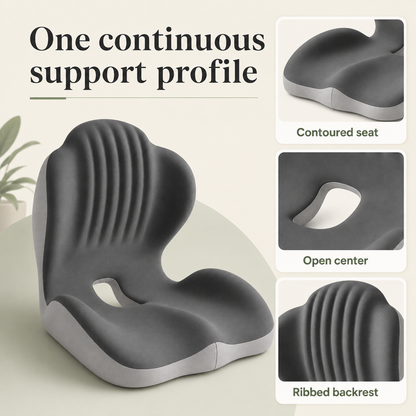Memory Foam Seat Cushion with Back Support | Ergonomic Office Chair Cushion with Breathable Cover for Office, Car and Home