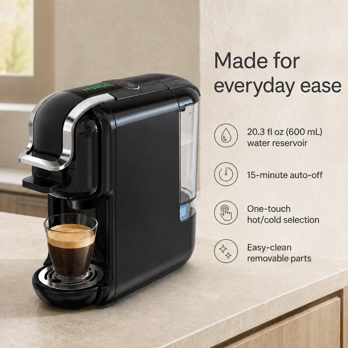 5-in-1 Pod and Ground Coffee Maker with Interchangeable Adapters