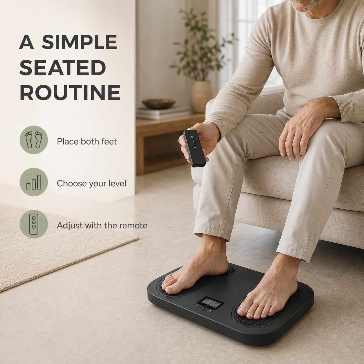 EMS TENS Foot Massager with 10 Modes, 20 Intensity Levels, LCD Controller, Remote & Rechargeable Design