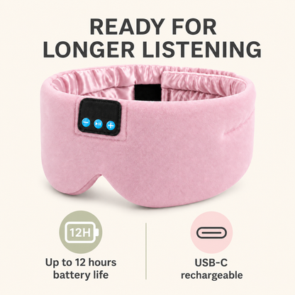 Bluetooth Sleep Mask | Silk Wireless Music Eye Mask with HD Audio, Light Blocking & 12h Battery