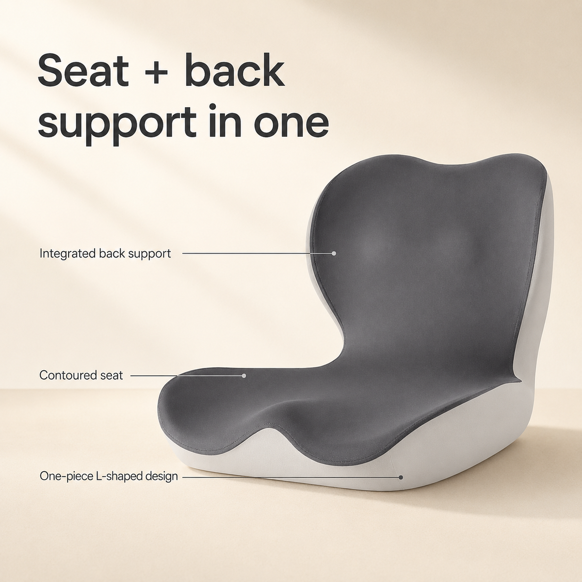 Memory Foam Seat and Back Cushion for Office Chairs, One-Piece L-Shaped Design