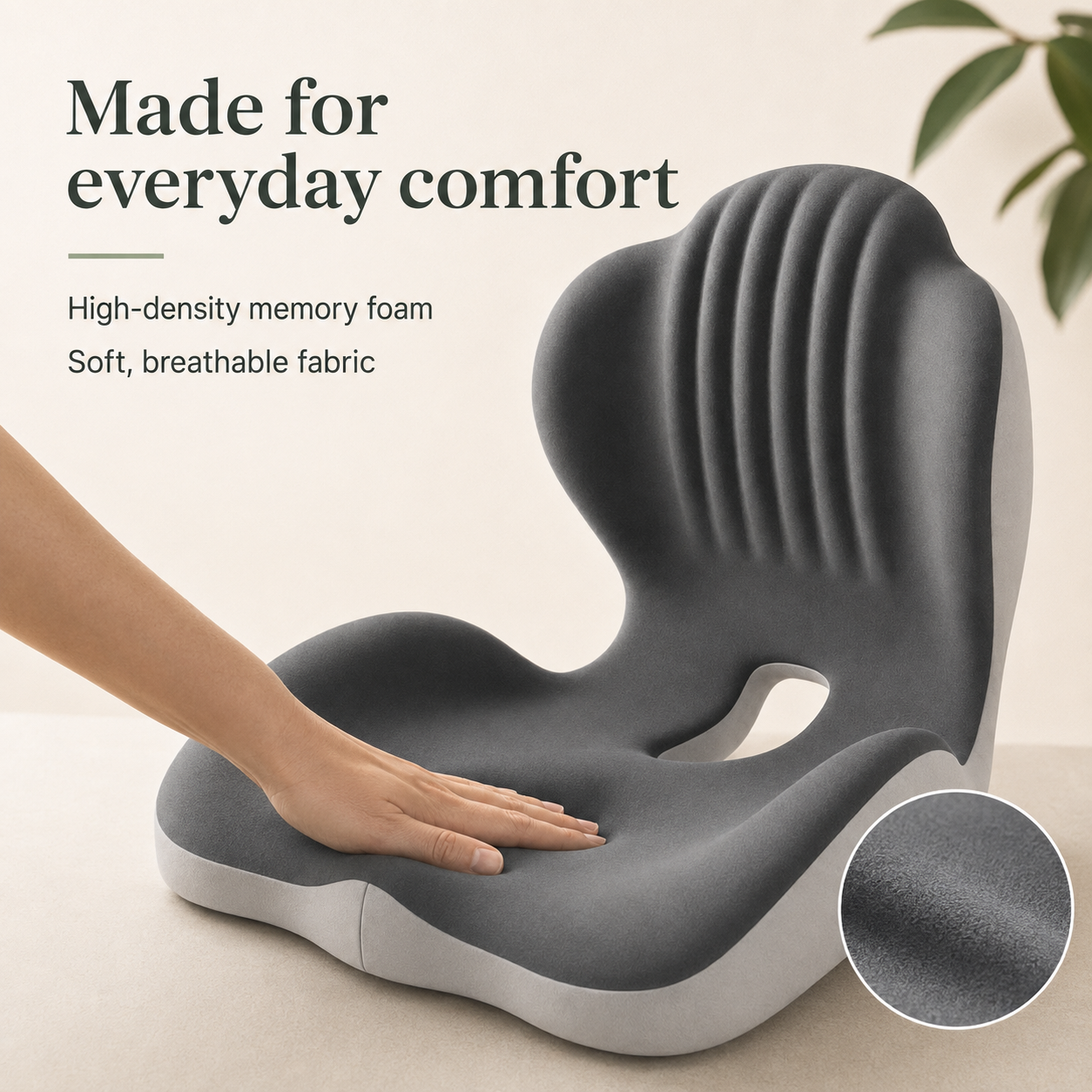 Memory Foam Seat Cushion with Back Support | Ergonomic Office Chair Cushion with Breathable Cover for Office, Car and Home