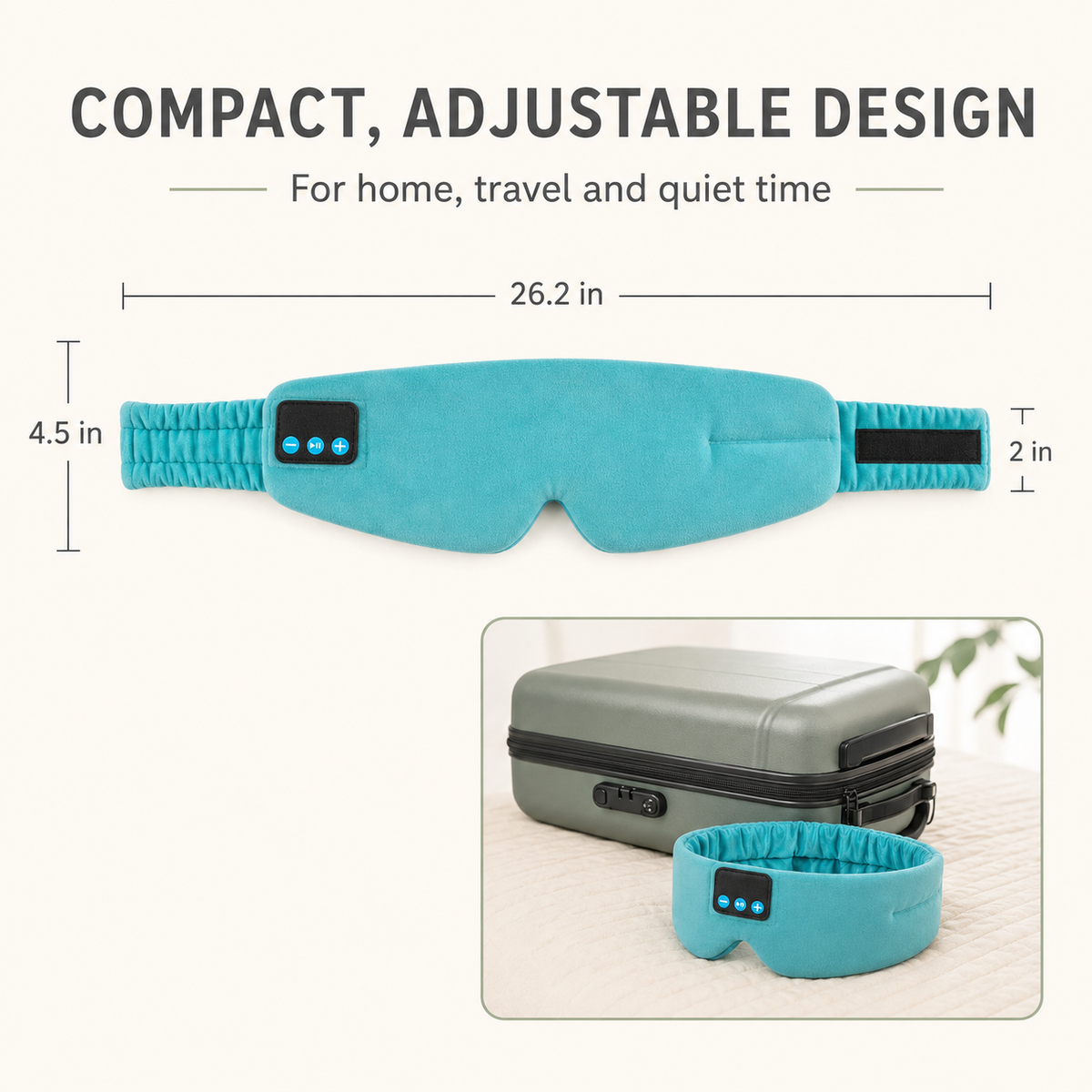 Bluetooth Sleep Mask with Headphones, Silk Lining and USB-C Charging