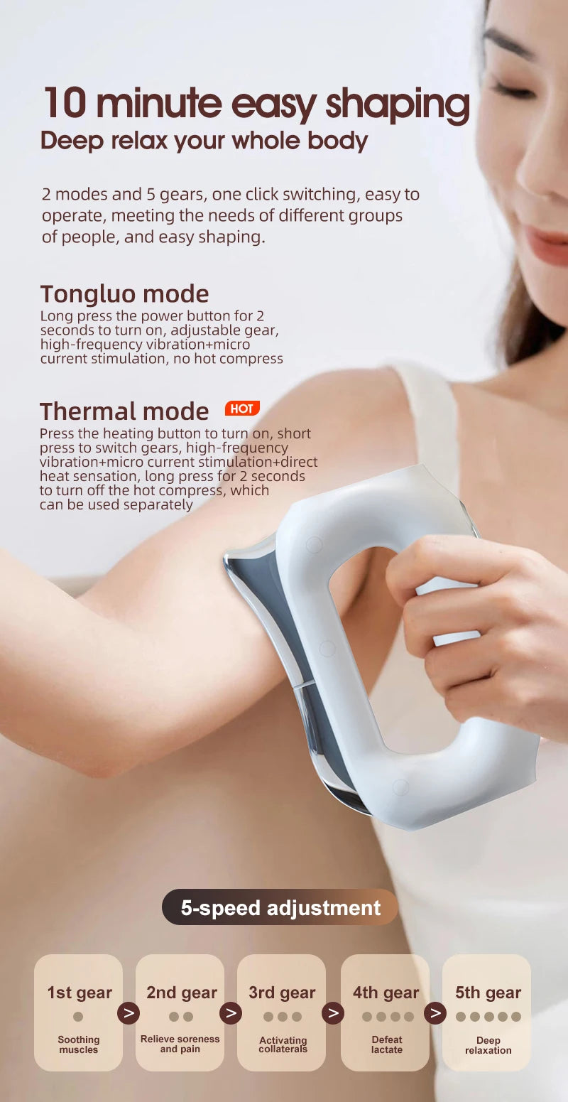 Fascia Scraping Tool Massager with Heat | Electric Muscle Scraper with Microcurrent, Vibration & 5 Heat Levels