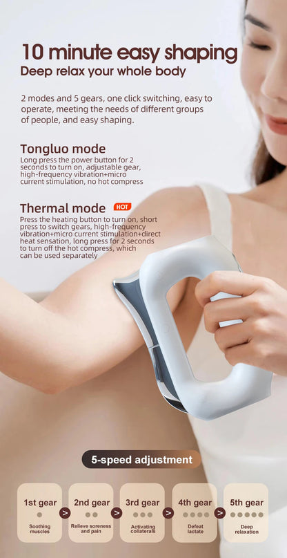 Fascia Scraping Tool Massager with Heat | Electric Muscle Scraper with Microcurrent, Vibration & 5 Heat Levels