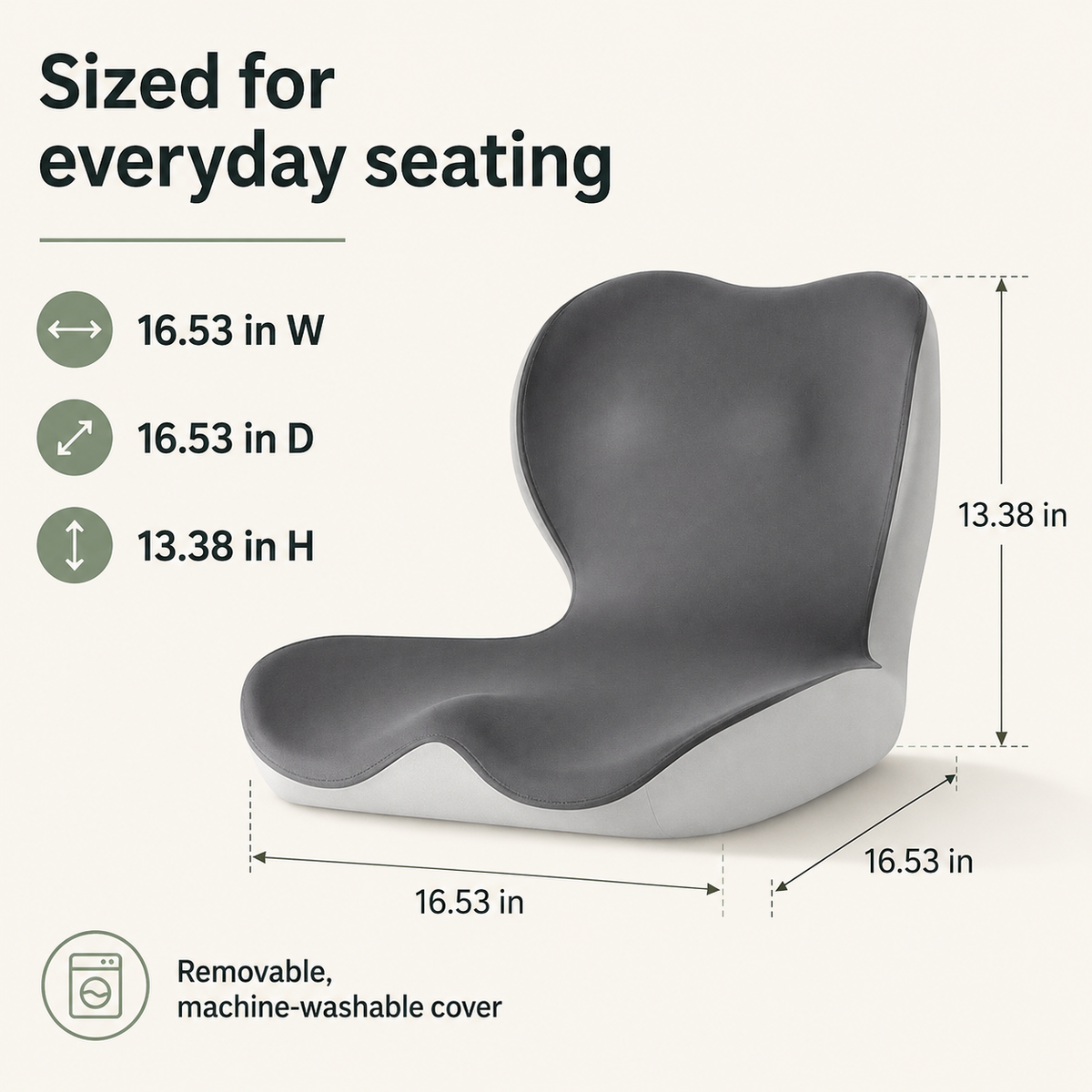 Memory Foam Seat and Back Cushion for Office Chairs, One-Piece L-Shaped Design