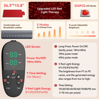 Red Light Therapy Mat | 660nm 850nm Infrared Light Therapy Pad for Pain Relief, Muscle Recovery & Skin Care