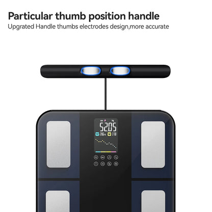 Smart Body Composition Scale | 8-Electrode Digital Body Fat Scale with BMI, Muscle Mass, App Tracking & Handle