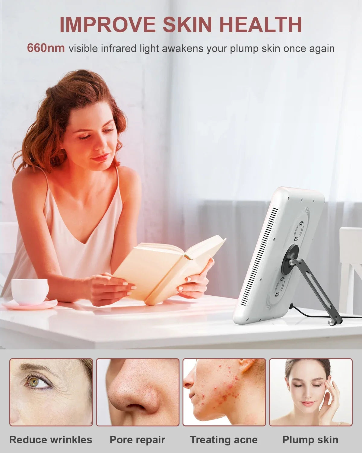 Red Light Therapy Panel | 660nm 850nm Near Infrared Light Therapy Lamp for Face, Body, Skin Care & Wellness