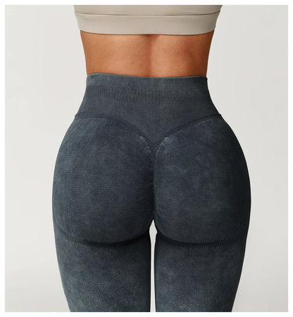 Seamless Yoga Leggings for Women | High Waisted Ribbed Workout Leggings with Stretch Compression Fit