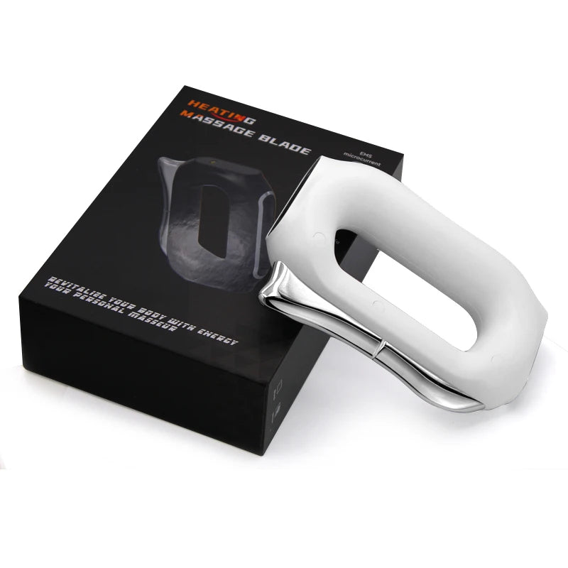 Fascia Scraping Tool Massager with Heat | Electric Muscle Scraper with Vibration, 5 Intensities & USB Charging White