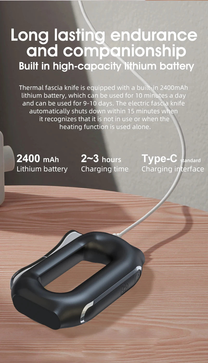 Fascia Scraping Tool Massager with Heat | Electric Muscle Scraper with Microcurrent, Vibration & 5 Heat Levels
