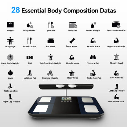Smart Body Composition Scale | 8-Electrode Digital Body Fat Scale with BMI, Muscle Mass, App Tracking & Handle