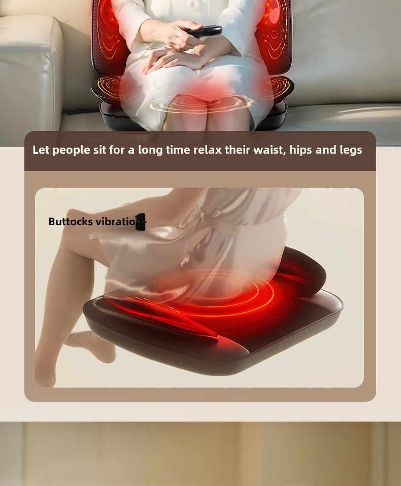 Massage Seat Cushion with Heat | Full Body Vibration Chair Massager for Back, Waist, Thighs, Office & Car