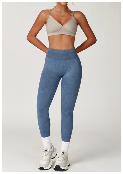 Seamless Yoga Leggings for Women | High Waisted Ribbed Workout Leggings with Stretch Compression Fit