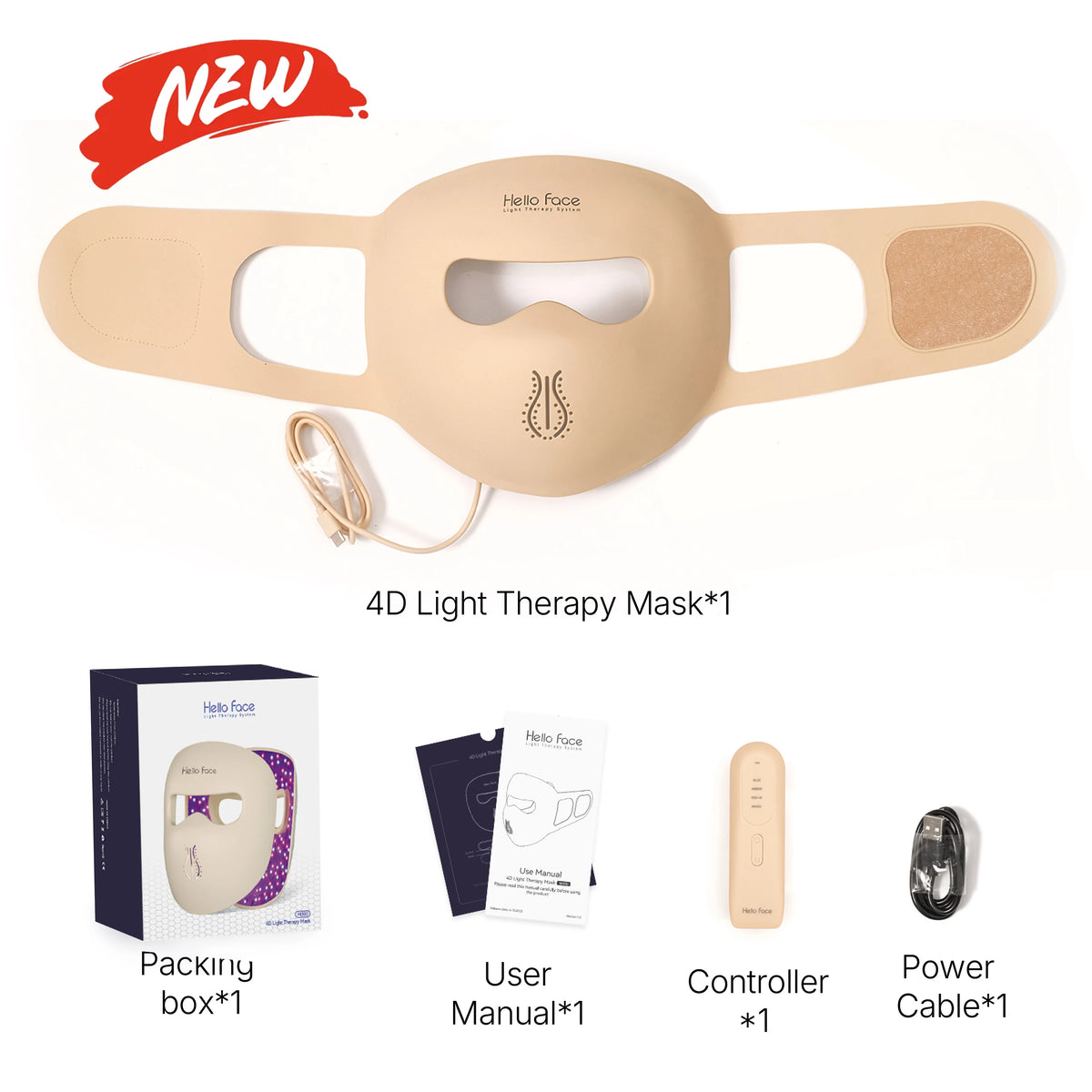 Flexible Silicone LED Light Therapy Face Mask with 4 Modes and Rechargeable Controller