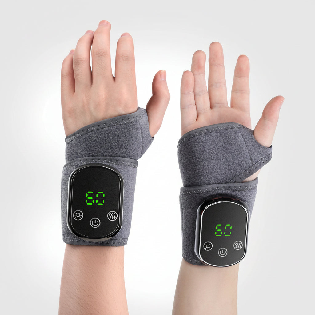 Wrist Massager with Heat | Electric Heated Wrist Brace with Vibration, Adjustable Strap & Auto Timer 5 Heating Level