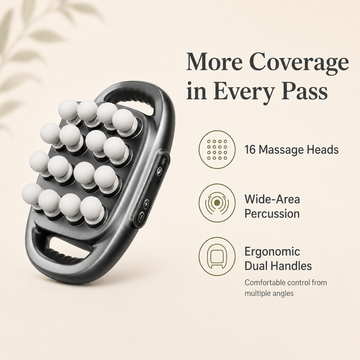 16-Head Percussion Body Massager, 30 Speeds and Dual Handles