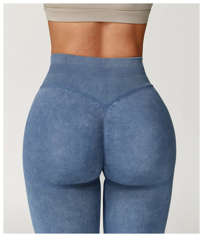 Seamless Yoga Leggings for Women | High Waisted Ribbed Workout Leggings with Stretch Compression Fit