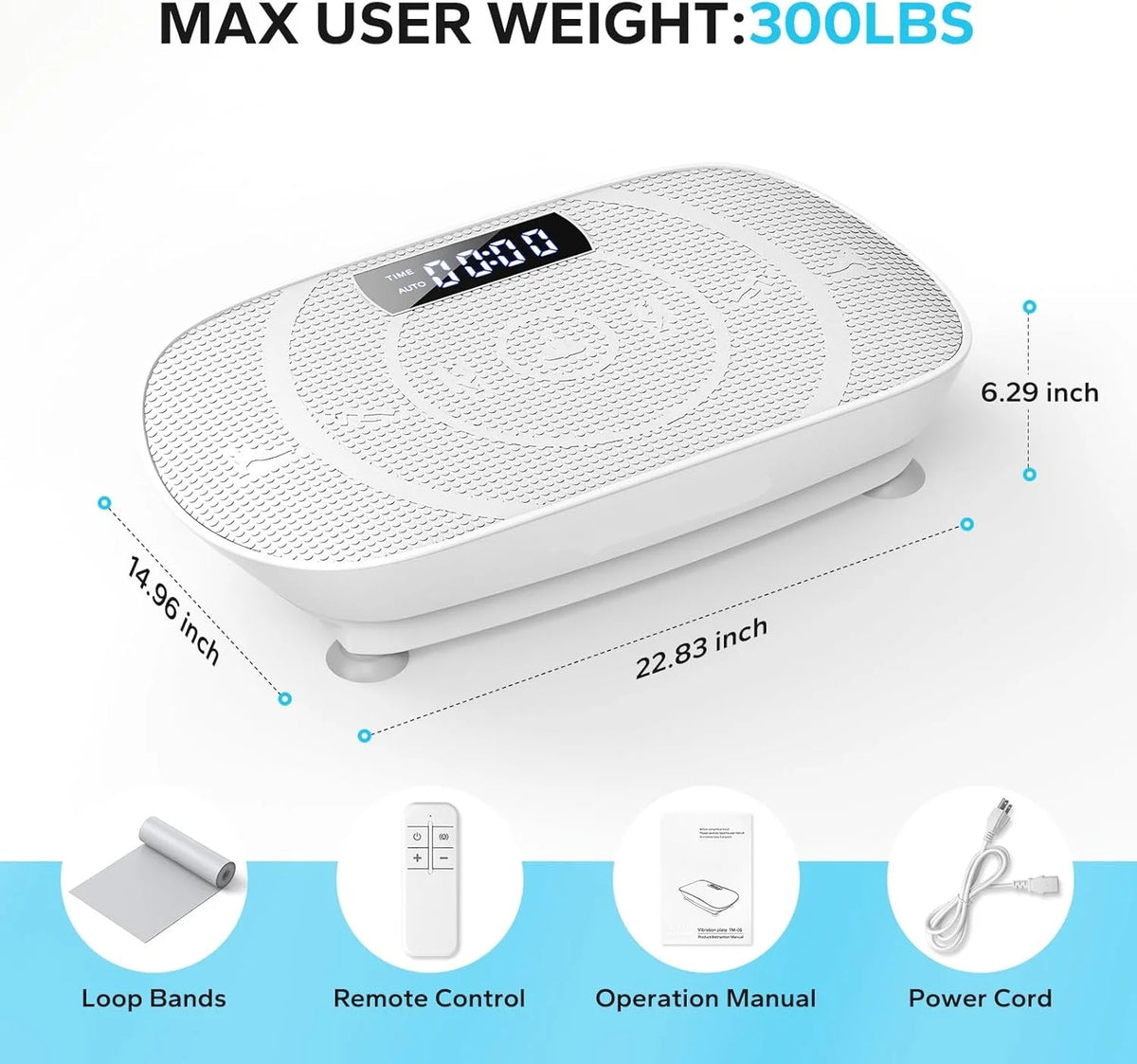 Vibration Plate Exercise Machine, 10 Speeds, Remote and Resistance Bands