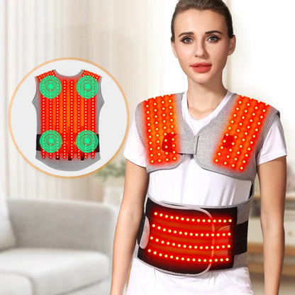 Heated Back and Shoulder Wrap with Red Light | 3 Heat Levels, Adjustable Fit & Optional Vibration Massage