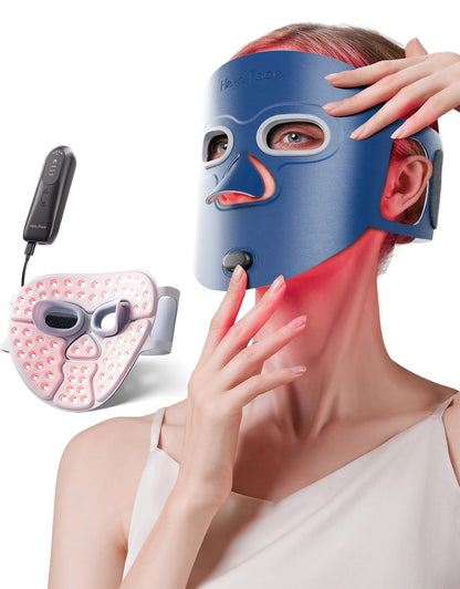 LED Face Mask Light Therapy | Wireless Red Blue Near Infrared Mask for Wrinkles, Acne & Skin Radiance