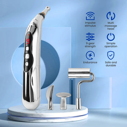 Electric Acupuncture Pen for Pain Relief | Needle-Free Microcurrent Meridian Therapy Device with 5 Heads, Muscle Recovery & USB-C Charging
