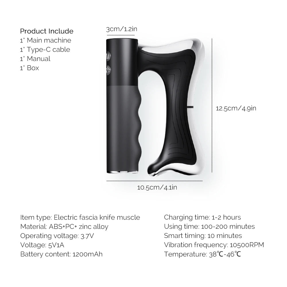 Fascia Scraping Tool Massager | Electric Muscle Scraper with Heat, High-Frequency Vibration & Adjustable Temperature