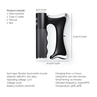 Fascia Scraping Tool Massager | Electric Muscle Scraper with Heat, High-Frequency Vibration & Adjustable Temperature