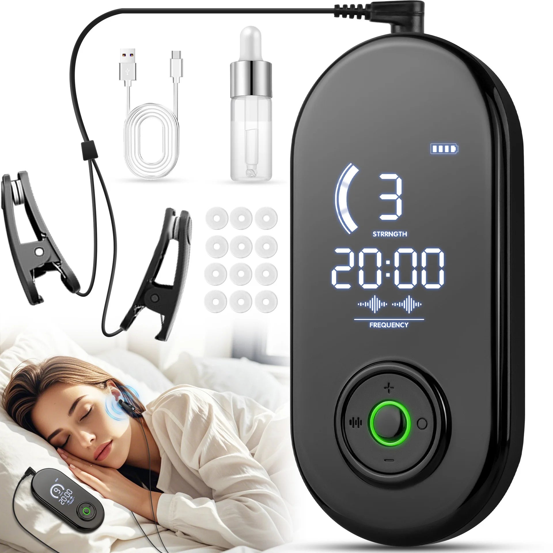 CES Sleep Aid Device | Microcurrent Ear Clip Sleep Therapy for Insomnia, Anxiety, Stress & Relaxation