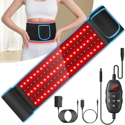 Red Light Therapy Belt | 660nm 850nm Infrared Waist Wrap with Heat for Back Pain Relief & Muscle Recovery