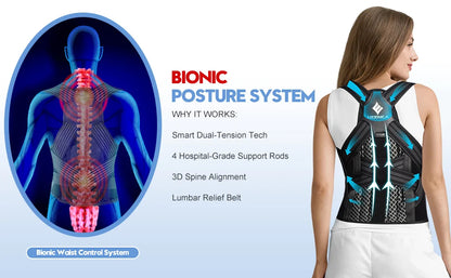 Posture Corrector Brace | Adjustable Back Support with Spine Alignment Rods for Back Pain, Slouching & Shoulder Support