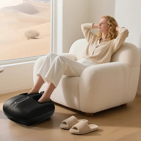 Foot Massager Machine with Heat and Air Compression | Deep Kneading Rollers, Adjustable Intensity, LCD Display & Remote