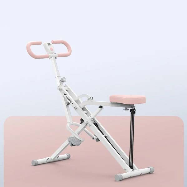 Squat Rowing Machine | 2-in-1 Foldable Full Body Trainer with Adjustable Resistance, 350 lb Support White