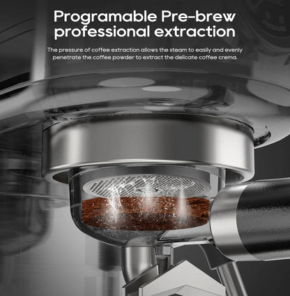 Compact 20-Bar Espresso Machine with Steam Wand | 51mm Portafilter, Hot and Cold Brew & Adjustable Temperature Control