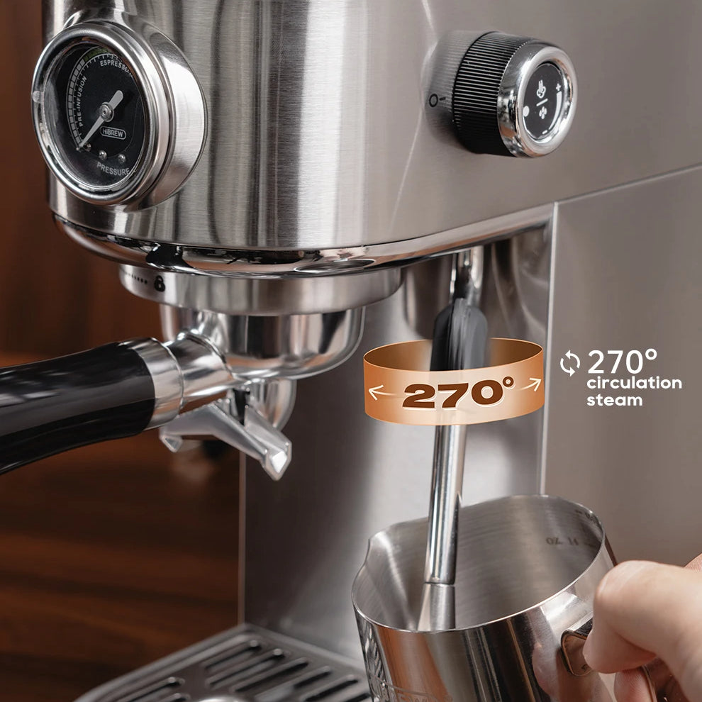 Compact 20-Bar Espresso Machine with Steam Wand | 51mm Portafilter, Hot and Cold Brew & Adjustable Temperature Control