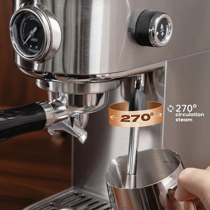 Compact 20-Bar Espresso Machine with Steam Wand | 51mm Portafilter, Hot and Cold Brew & Adjustable Temperature Control